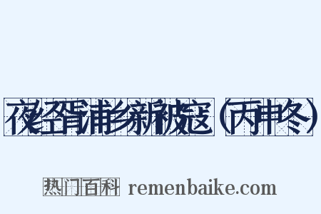 夜经胥浦乡新被寇（丙申冬）是什么意思的图片